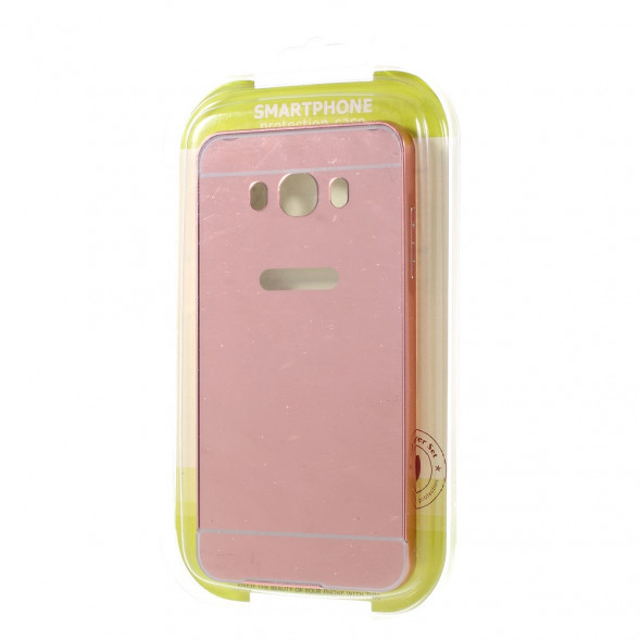 Алюминиевый бампер чехол для Samsung Galaxy J7 (2016) SM-J710F (Розовое золото)