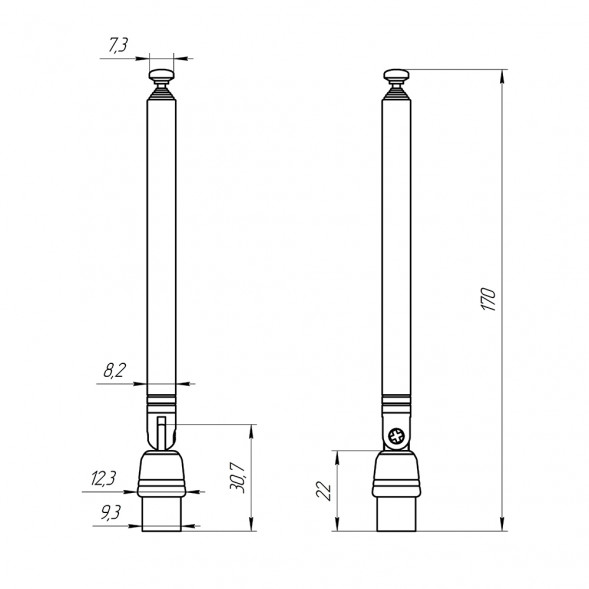 AST-17 D7mm S8 170-870mm телескопическая антенна