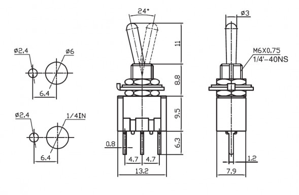 MTS-102-A2 on-on Тумблер переключатель