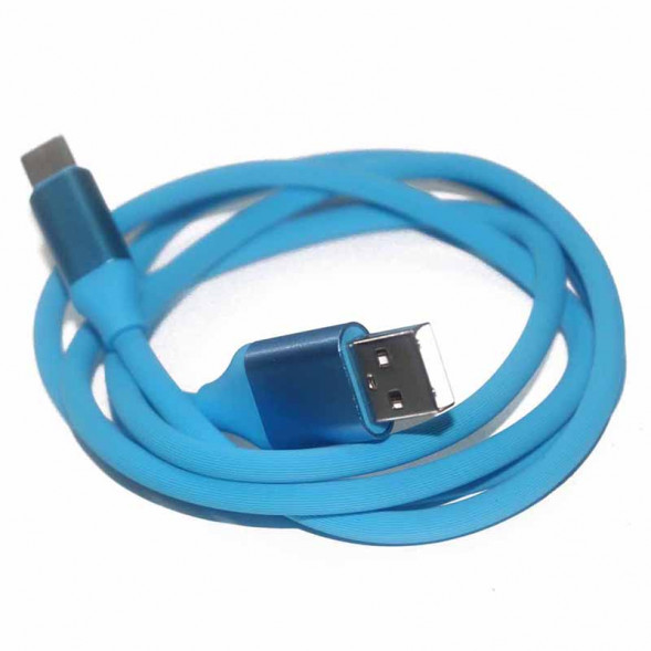 Кабель Type-C USB 3.1 прорезиненный с металлическими концевиками (синий)