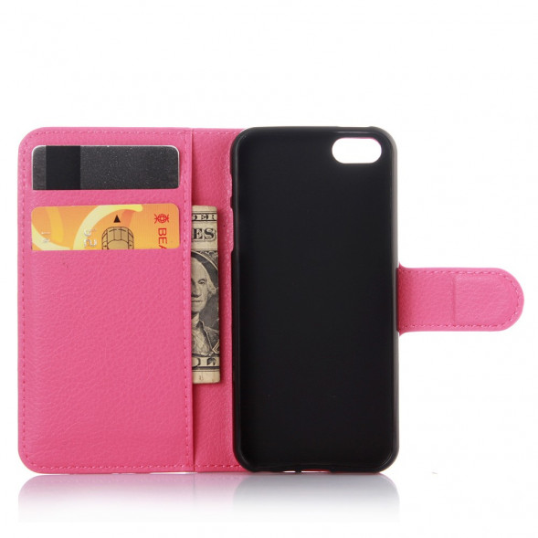 Чехол книжка с визитницей для iPhone 5, 5S, SE (розовый)