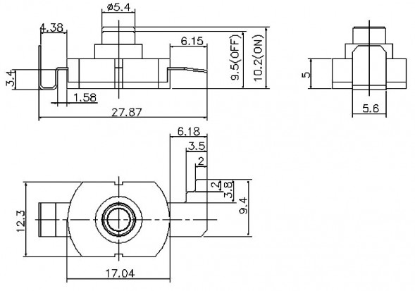 PBS101C278 1.5A 250V ON-OFF переключатель кнопочный (черный)