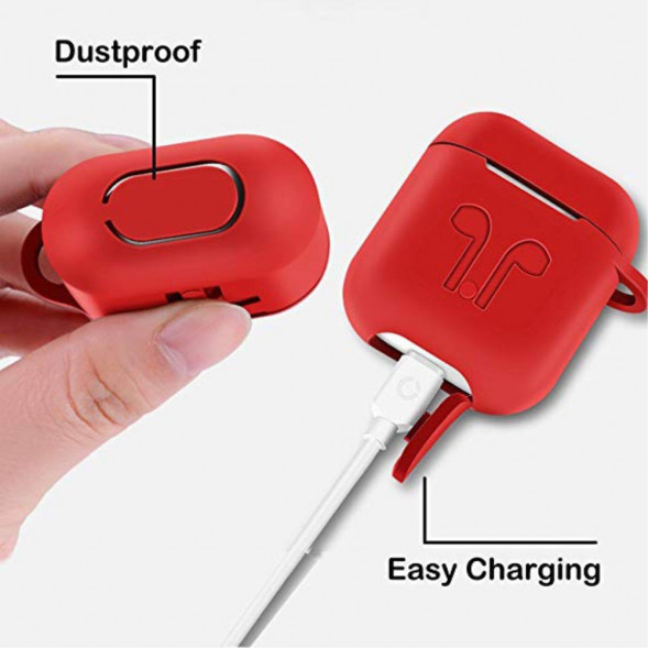 Силиконовый чехол для наушников Apple AirPods Shock Proof (красный)