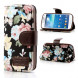 Чехол книжка с цветами для Samsung Galaxy S4 mini i9190, i9195 (Черный)