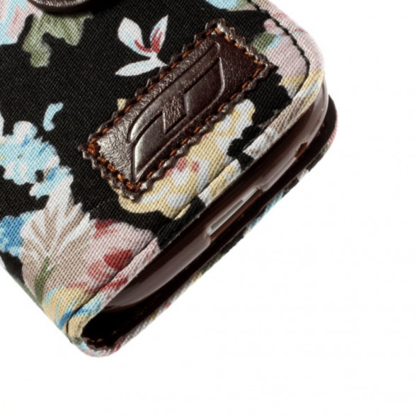 Чехол книжка с цветами для Samsung Galaxy S4 mini i9190, i9195 (Черный)