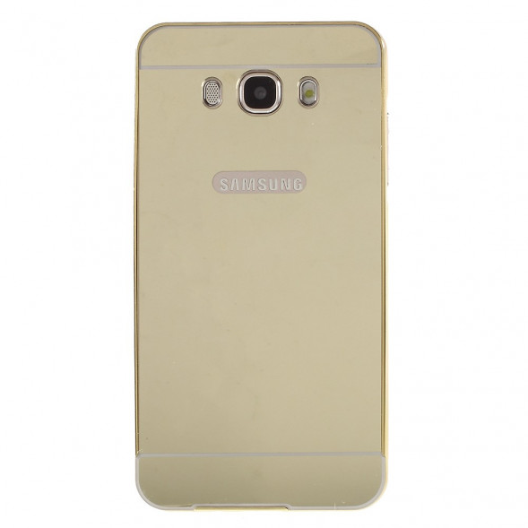 Алюминиевый бампер чехол для Samsung Galaxy J7 (2016) SM-J710F (Золотистый)