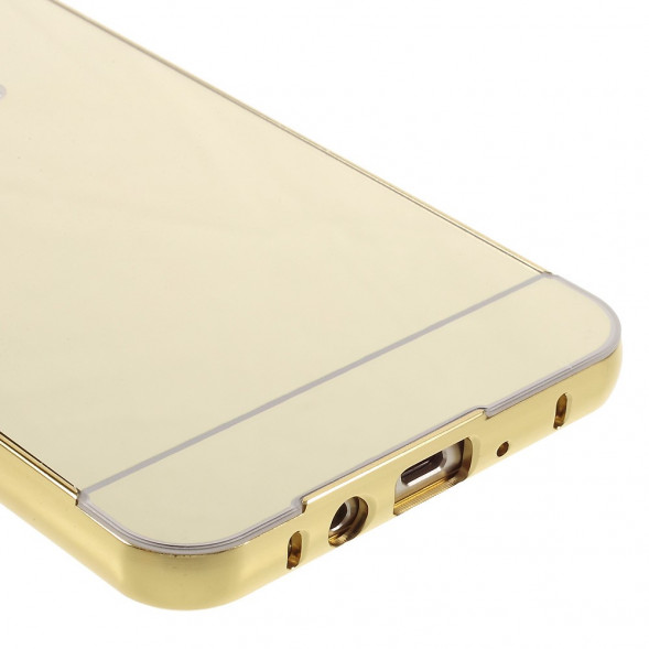 Алюминиевый бампер чехол для Samsung Galaxy J7 (2016) SM-J710F (Золотистый)