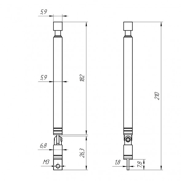 AST-16 D6mm S4 210-620mm телескопическая антенна