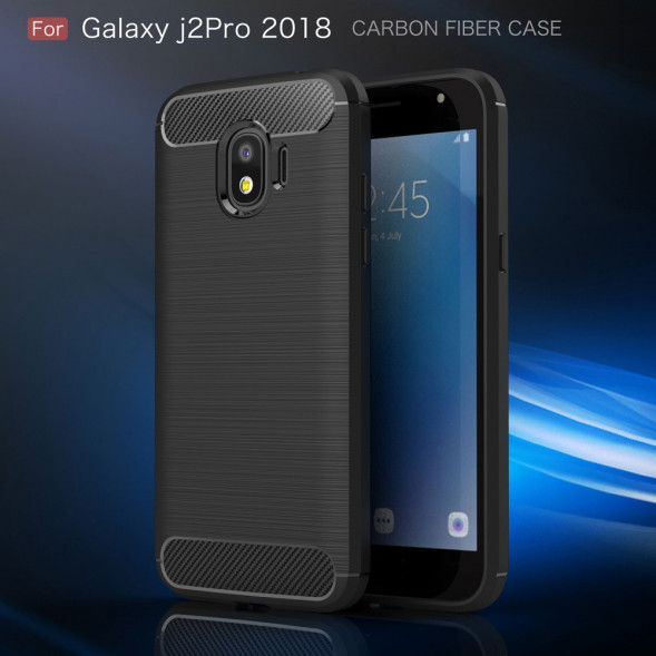 Чехол - накладка Carbon Fibre для Samsung Galaxy J2 Pro 2018 (черный)