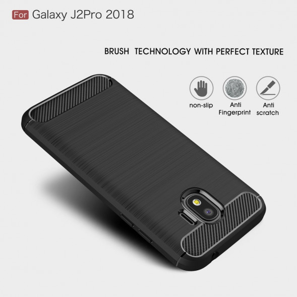 Чехол - накладка Carbon Fibre для Samsung Galaxy J2 Pro 2018 (черный)