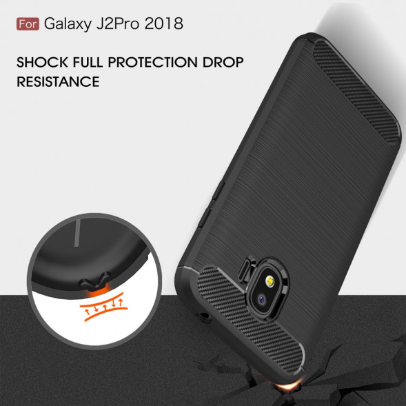 Чехол - накладка Carbon Fibre для Samsung Galaxy J2 Pro 2018 (черный)