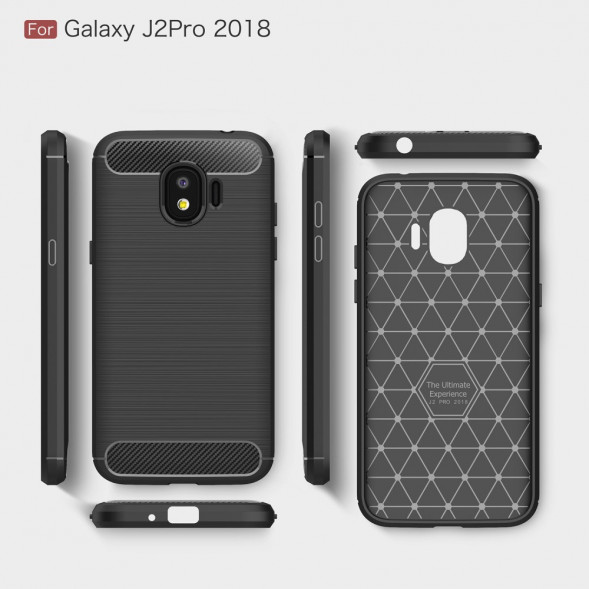 Чехол - накладка Carbon Fibre для Samsung Galaxy J2 Pro 2018 (черный)