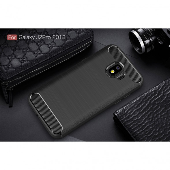 Чехол - накладка Carbon Fibre для Samsung Galaxy J2 Pro 2018 (черный)