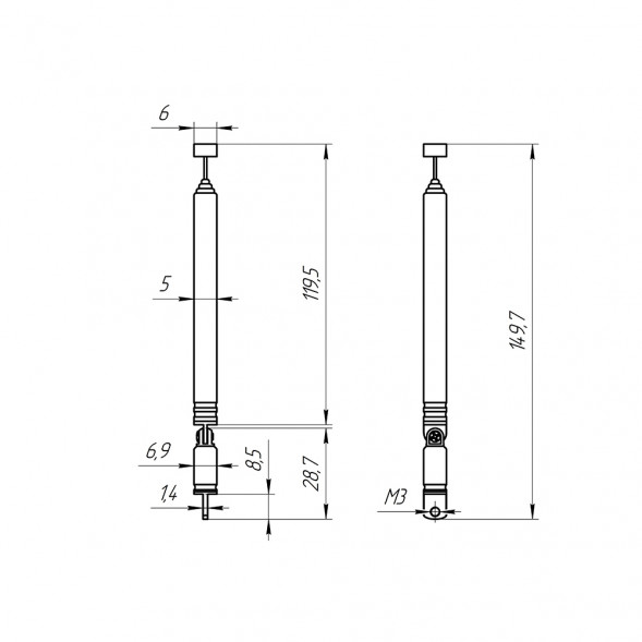 AST-18 D7mm S5 150-450mm телескопическая антенна