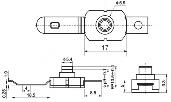 PBS101C395 1.5A 250V ON-OFF переключатель кнопочный (черный)