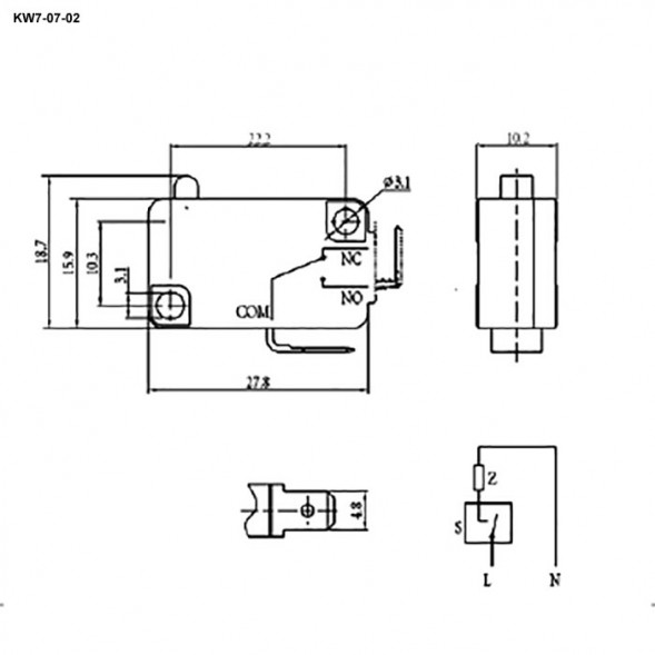 KW7-07-02 Микропереключатель серии KW7
