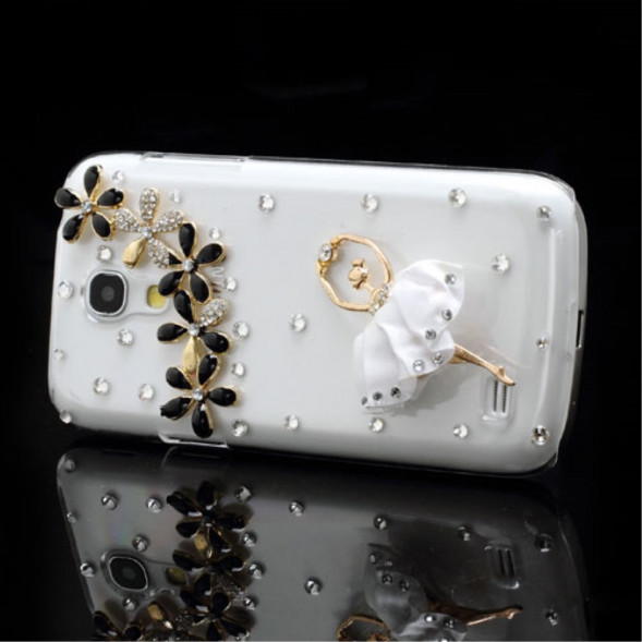 Чехол накладка со стразами для Samsung Galaxy S 4 mini i9190 (Баллерина)