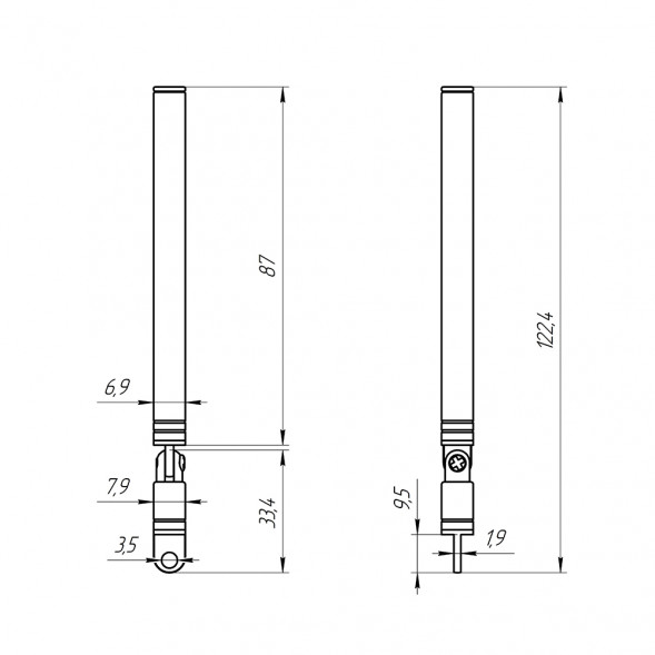 AST-15 D7mm S6 120-390mm телескопическая антенна