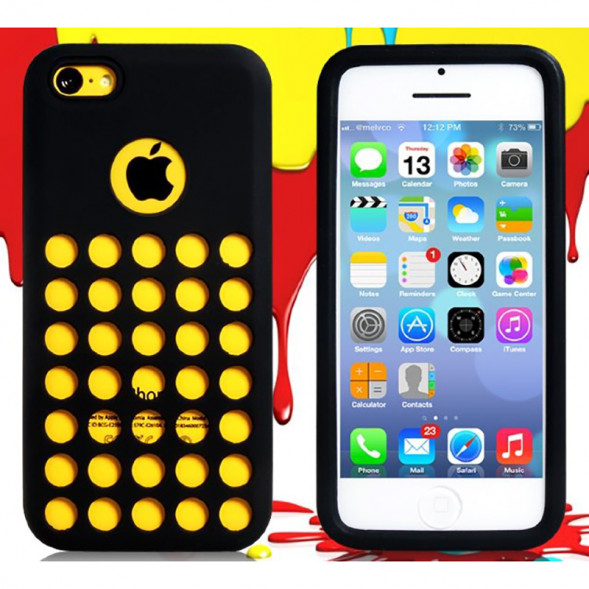 Чехол силиконовый TPU для iPhone 5C с перфорацией (черный)