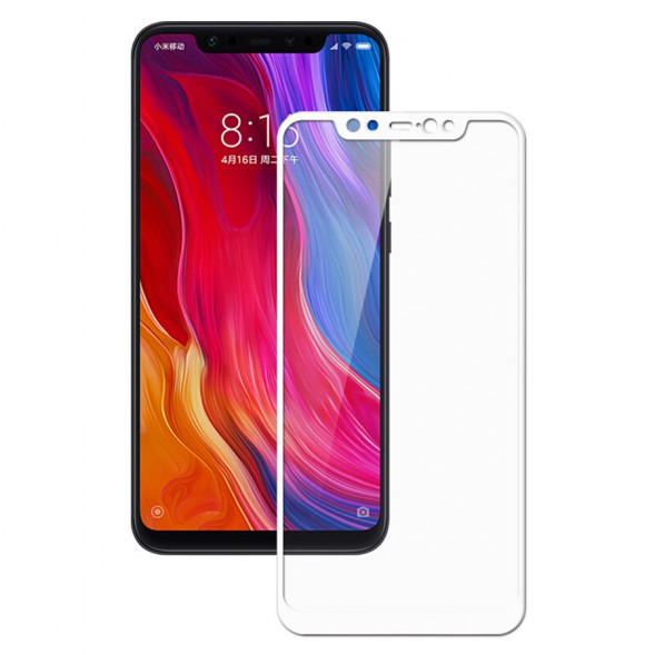Защитное стекло 3D для Xiaomi Mi8 (белый)