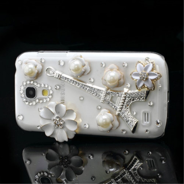 Чехол накладка со стразами для Samsung Galaxy S 4 mini i9190 (Эйфелева башня)