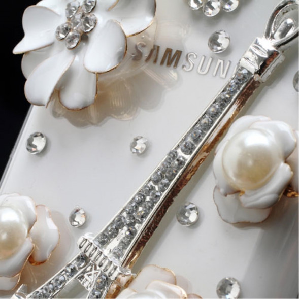 Чехол накладка со стразами для Samsung Galaxy S 4 mini i9190 (Эйфелева башня)