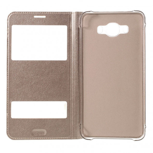Чехол с окнами информации для Samsung Galaxy J7 (2016) SM-J710F (Золотой)