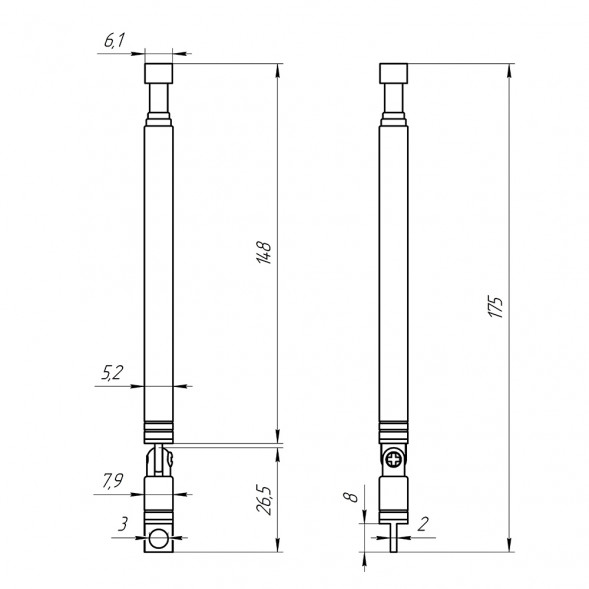 AST-15 D6mm S4 170-485mm телескопическая антенна