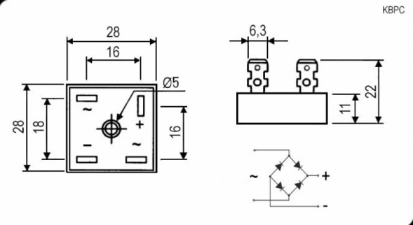 KBPC5012 50A 1200V (MB5012) Диодный мост