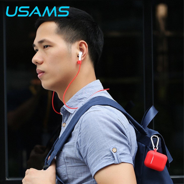 Силиконовый чехол для Apple наушников AirPods Usams (белый)