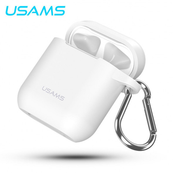 Силиконовый чехол для Apple наушников AirPods Usams (белый)