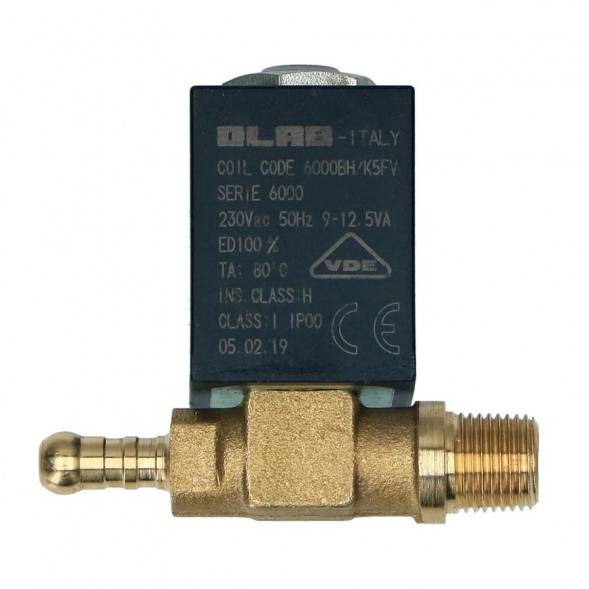 Клапан электромагнитный для кофемашин 6000BH-K5FV OLAB с наружной резьбой 1/8, 230В, 4Вт (ШТУТ036)