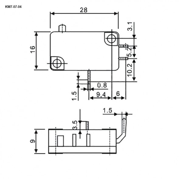 KW7-07-04 Микропереключатель серии KW7