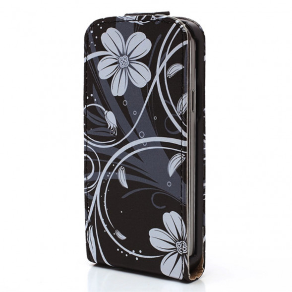 Чехол флип с рисунком для Samsung Galaxy S 4 mini i9190 (Белый цветок)