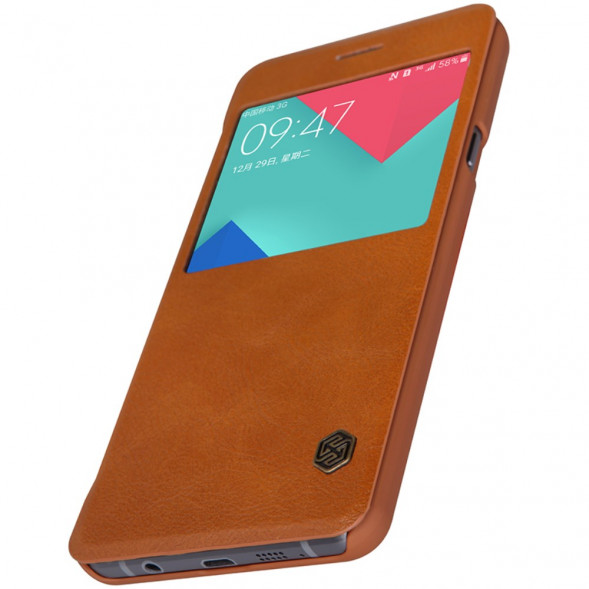 Чехол книжка с окном информации Nillkin для Samsung Galaxy A7 SM-A710F (2016 г.) (Коричневый)