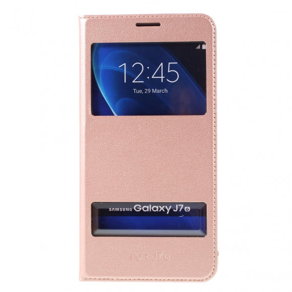 Чехол с окнами информации для Samsung Galaxy J7 (2016) SM-J710F (Розовое золото)