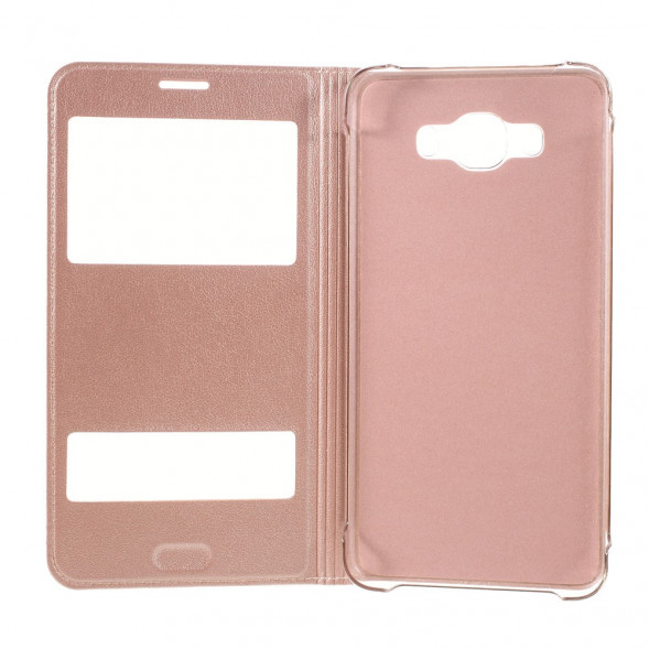 Чехол с окнами информации для Samsung Galaxy J7 (2016) SM-J710F (Розовое золото)
