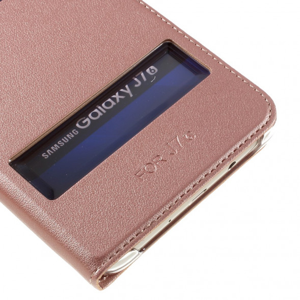 Чехол с окнами информации для Samsung Galaxy J7 (2016) SM-J710F (Розовое золото)