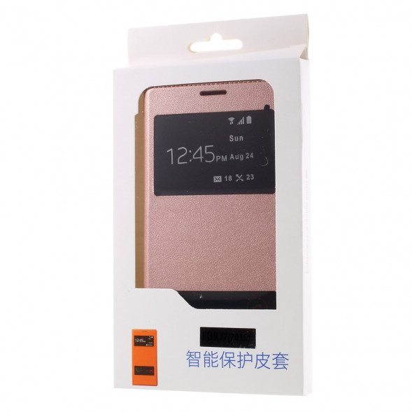 Чехол с окнами информации для Samsung Galaxy J7 (2016) SM-J710F (Розовое золото)