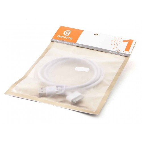 USB Кабель для iPhone 4/iPhone 3/iPad 2/iPod (пакет) белый. GRIFFIN
