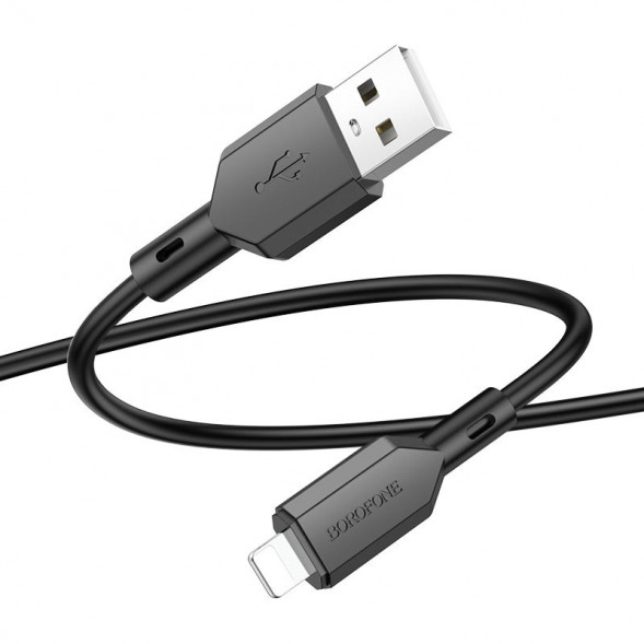 Кабель зарядки Borofone BX70 Lightning для iPhone, iPad 2.4A (черный)