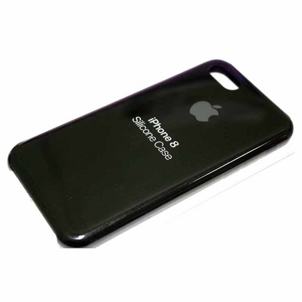 Силиконовый чехол с яблоком для iPhone 7, iPhone 8 (черный)