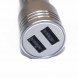Автомобильная зарядка на 2 USB выхода 2.1A в металлическом корпусе (серебро)