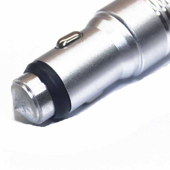 Автомобильная зарядка на 2 USB выхода 2.1A в металлическом корпусе (серебро)