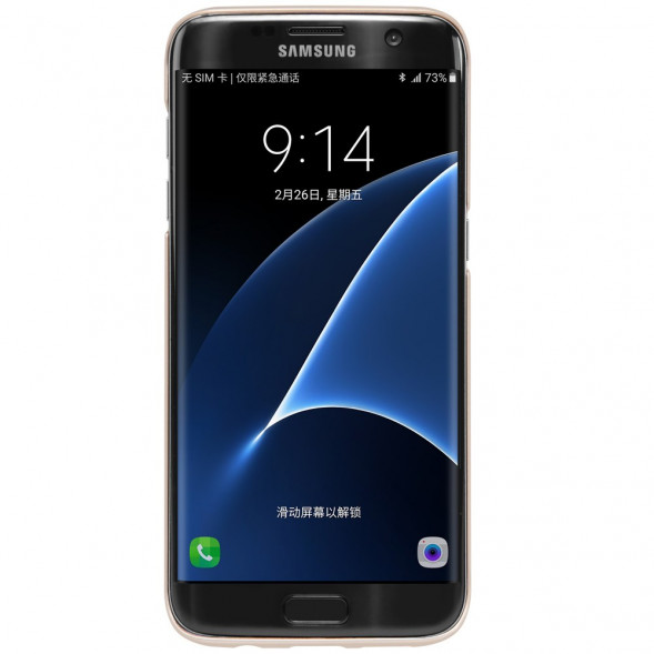 Пластиковый чехол накладка Nillkin для Samsung Galaxy S7 Edge G935 (Золотистый)