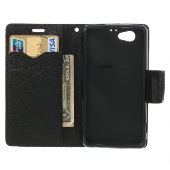 Чехол книжка с визитницей Mercury Goospery для Sony Xperia Z1 Compact D5503 (Черный)