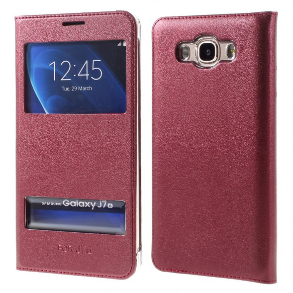 Чехол с окнами информации для Samsung Galaxy J7 (2016) SM-J710F (Красный)