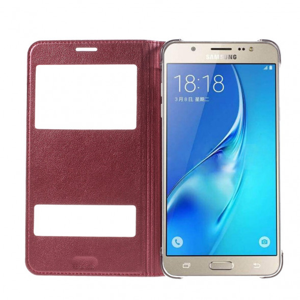 Чехол с окнами информации для Samsung Galaxy J7 (2016) SM-J710F (Красный)