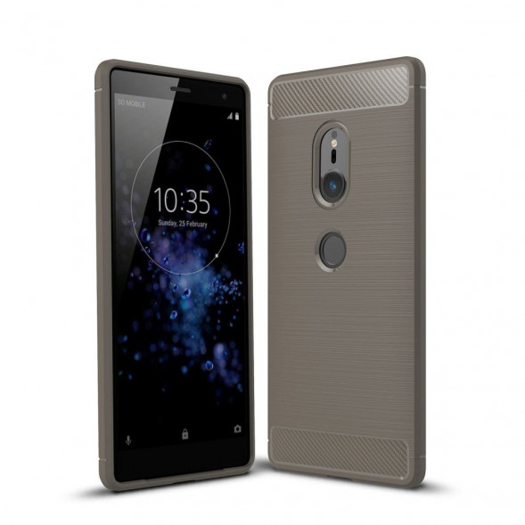 Чехол Carbon Fibre для Sony Xperia XZ2 (серый)