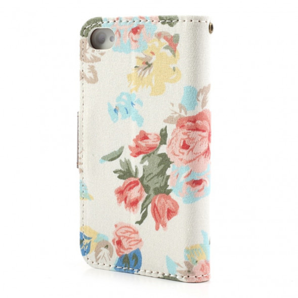 Чехол книжка Flower Cloth для iPhone 4/4S (белый)